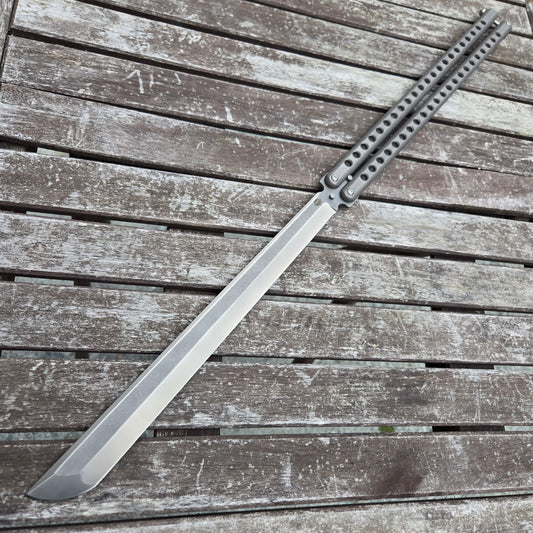 Atropos Knife Demon Sword Titanium Tanto N690 Stonewash Balisong