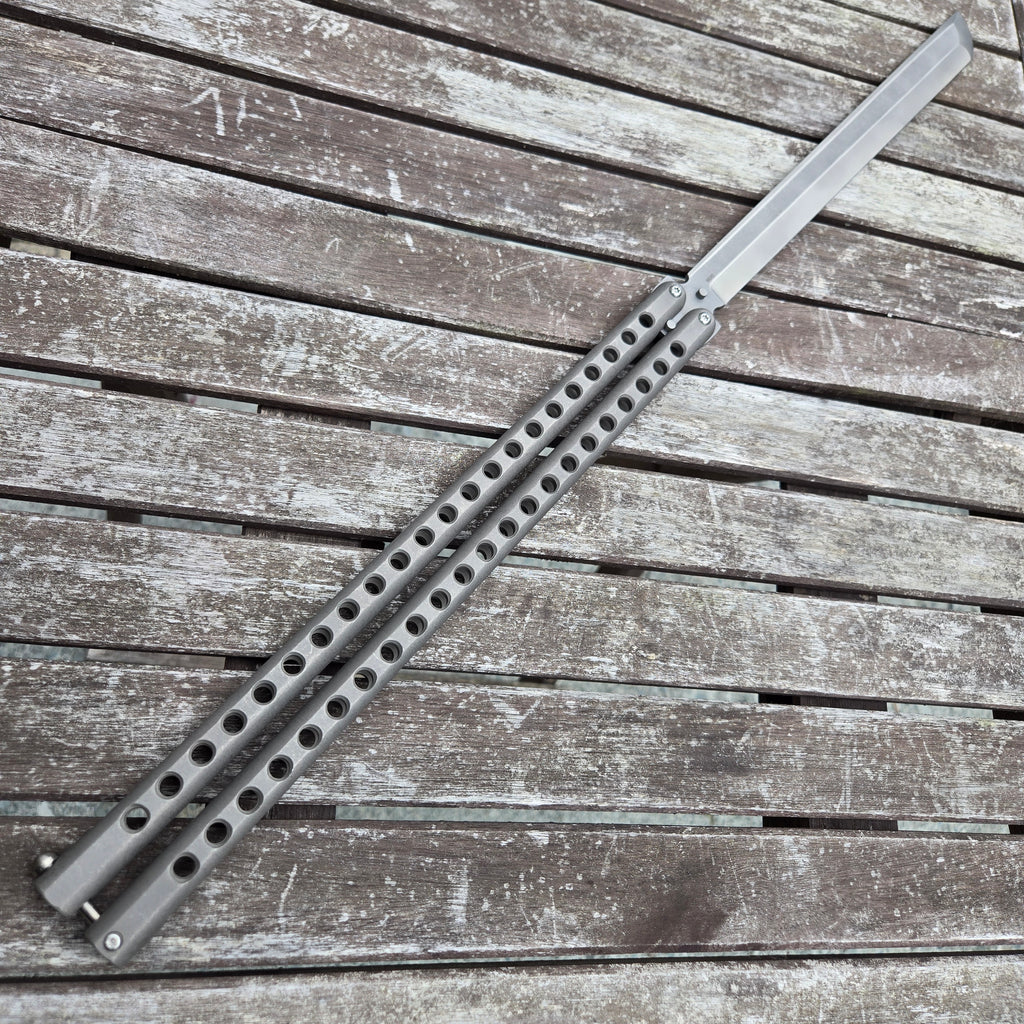Atropos Knife Demon Sword Titanium Tanto N690 Stonewash Balisong