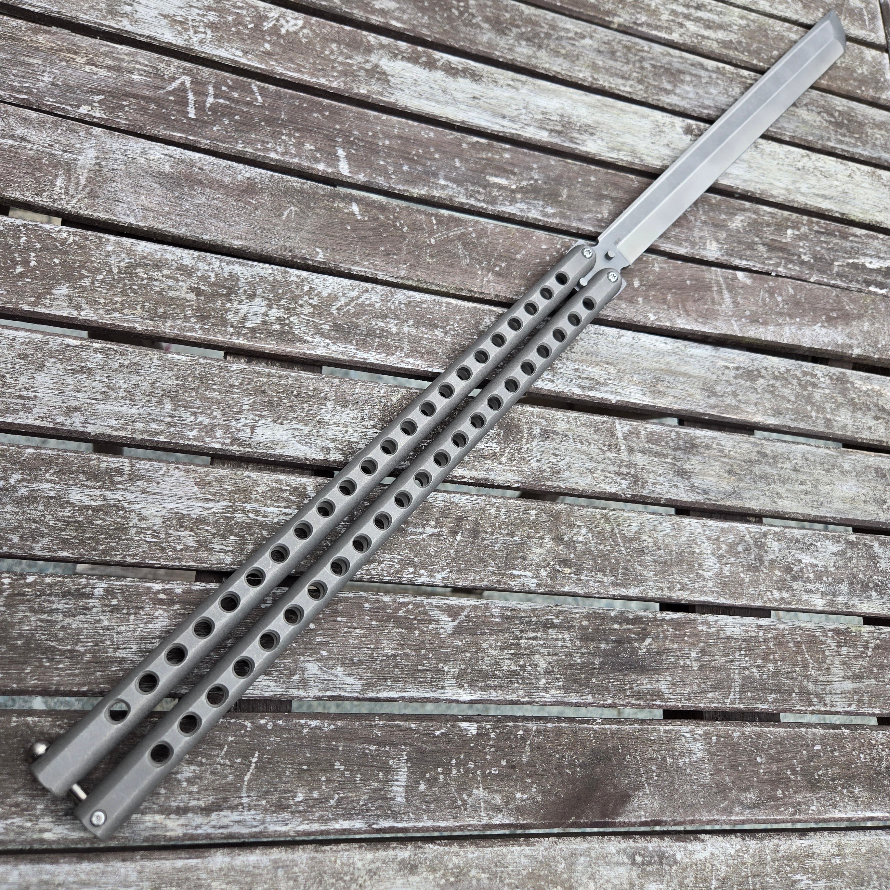Atropos Knife Demon Sword Titanium Tanto N690 Stonewash Balisong
