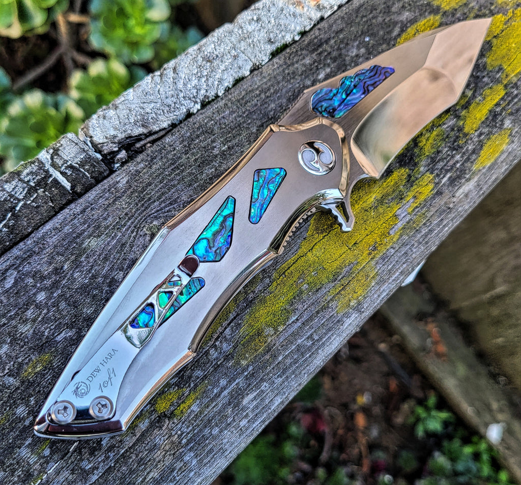 Dew Hara Custom #1/1 LIMITED EDITION Abalone TItanium High Polish M390 NOAH Knife