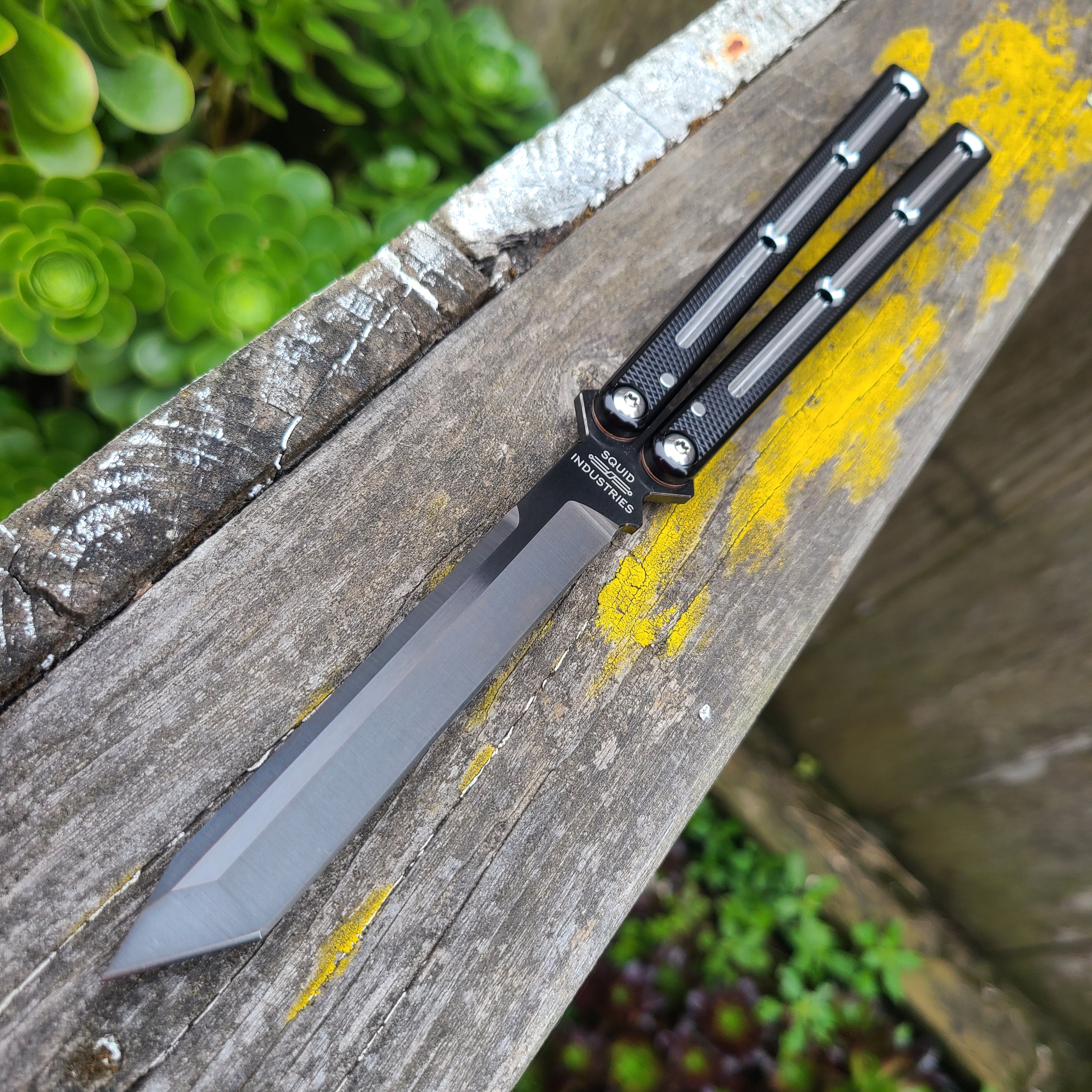 Squid Industries Krake Raken V3 DT Inked Tanto Balisong || WE BE KNIVES ...