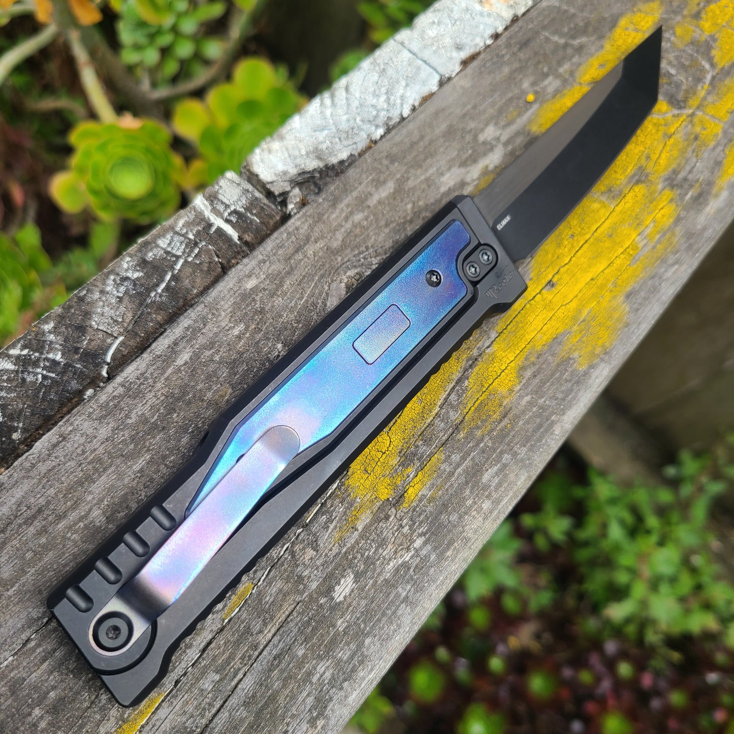 Reate Exo-M Blue Titanium Tanto 2 Tone Elmax Knife