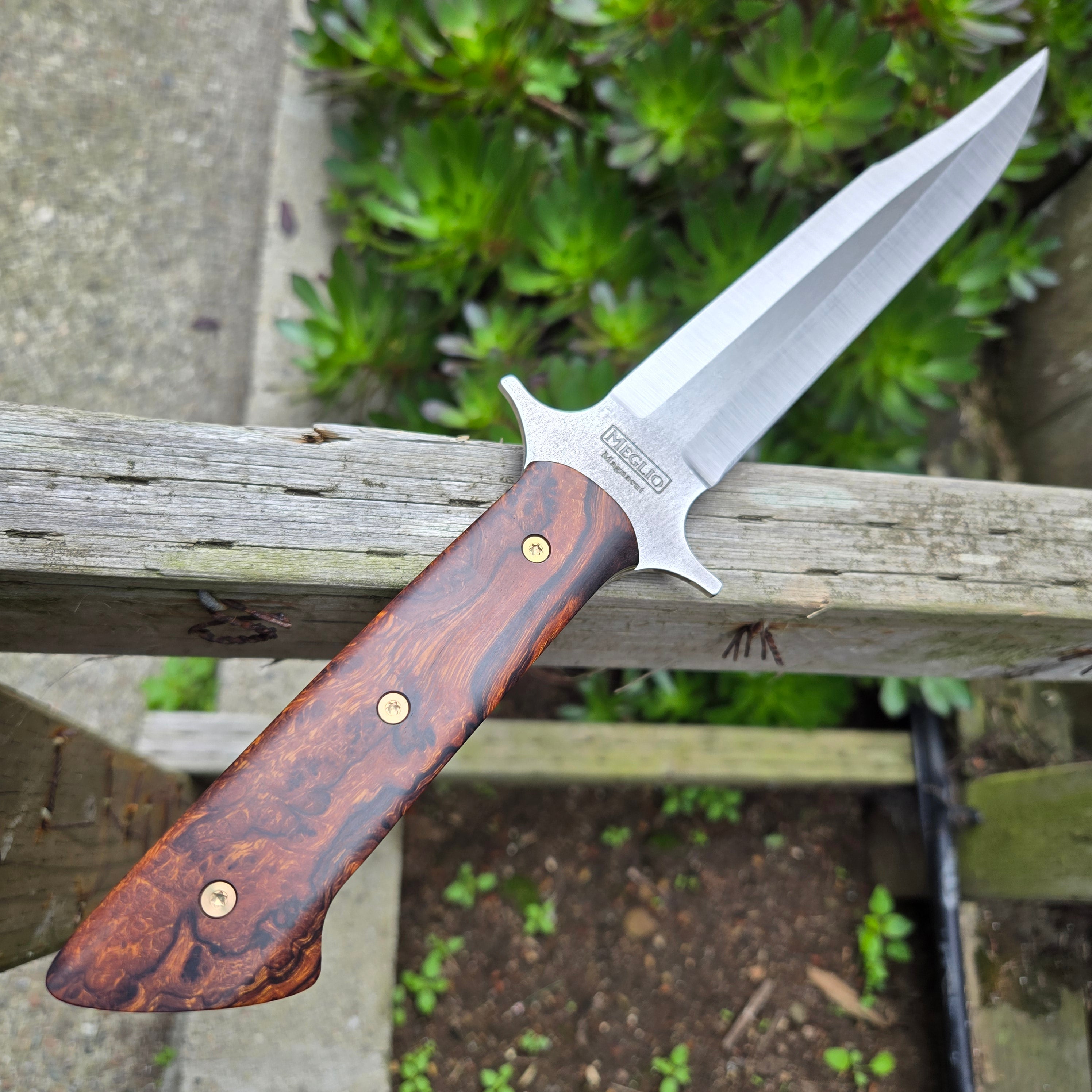 Meglio Knives 8" -CUSTOM- Magnacut Desert Ironwood Burl Loveless Style Fighter Knife