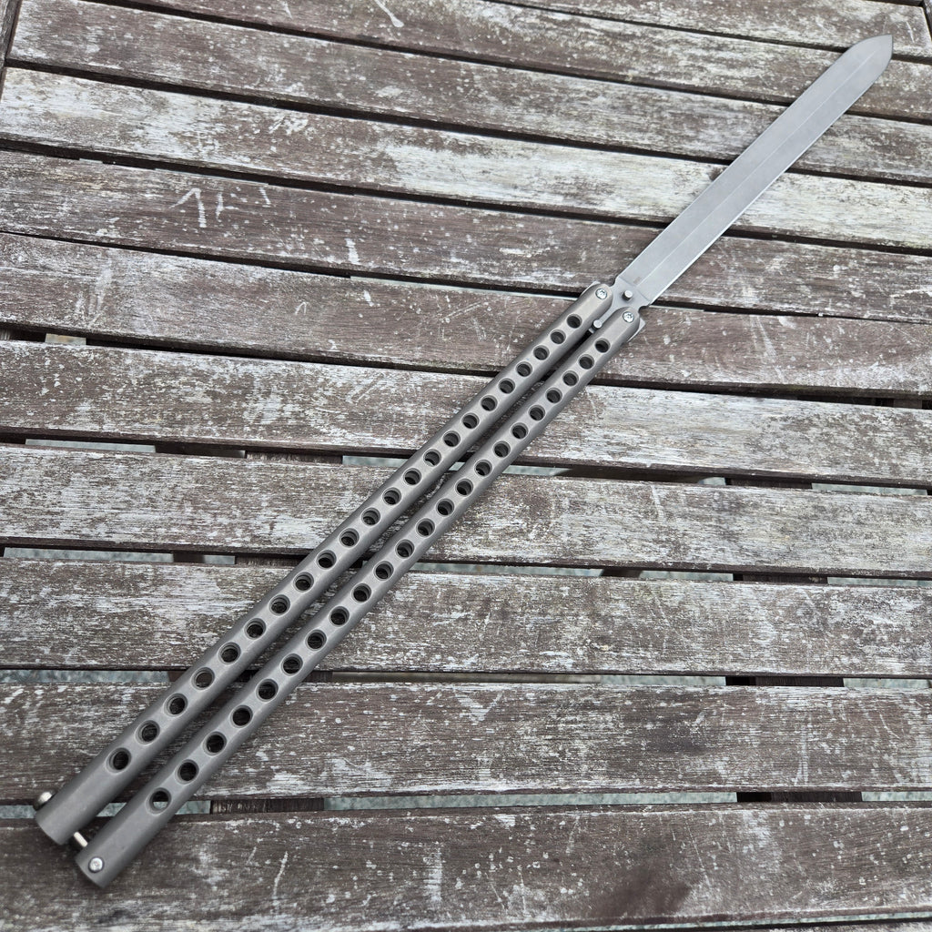 Atropos Knife Gladius Sword Titanium Spear Point N690 Stonewash Balisong