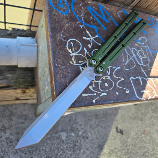 Squid Industries Krake Raken V3 Matte OD Green Tanto Balisong