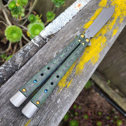 Benchmade 99-242 Gold Class Necron Jungle Wear Fat Carbon Damasteel Balisong *LIMITED EDITION*