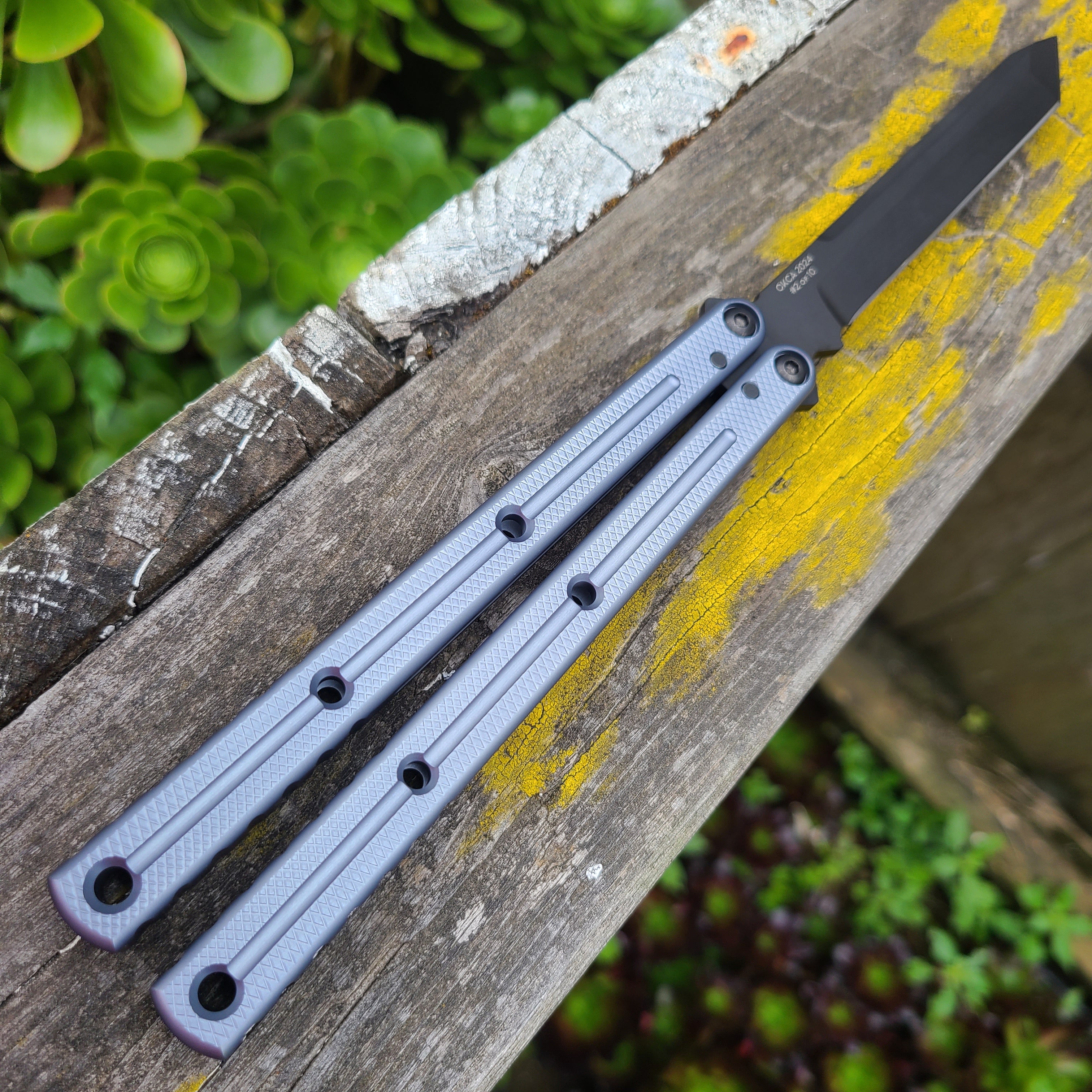 Squid Industries Krake Raken V3 Gunmetal Inked Tanto Balisong *LIMITED EDITION*