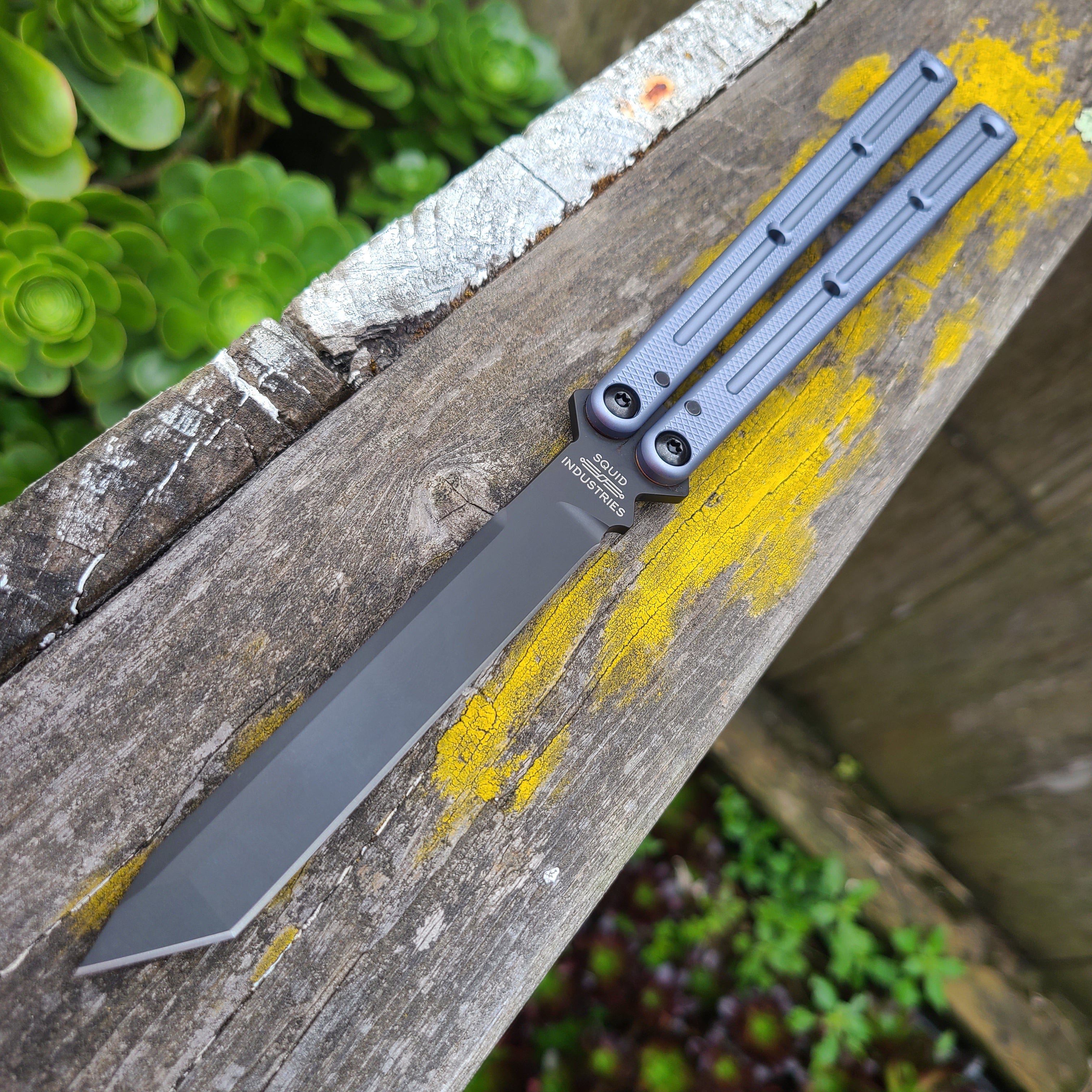 Squid Industries Krake Raken V3 Gunmetal Inked Tanto Balisong *LIMITED EDITION*