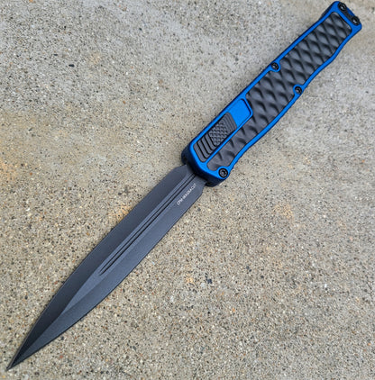 Heretic Knives H020-4A-Blue Cleric II D/E Black/Blue OTF Auto