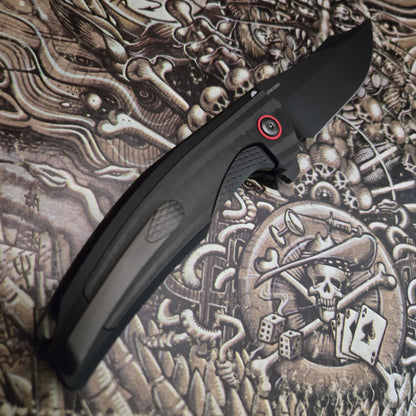 Reate Knives Jack Jr. Integral Black Aluminum CPM-S30V Black DLC Red Pivot Folder