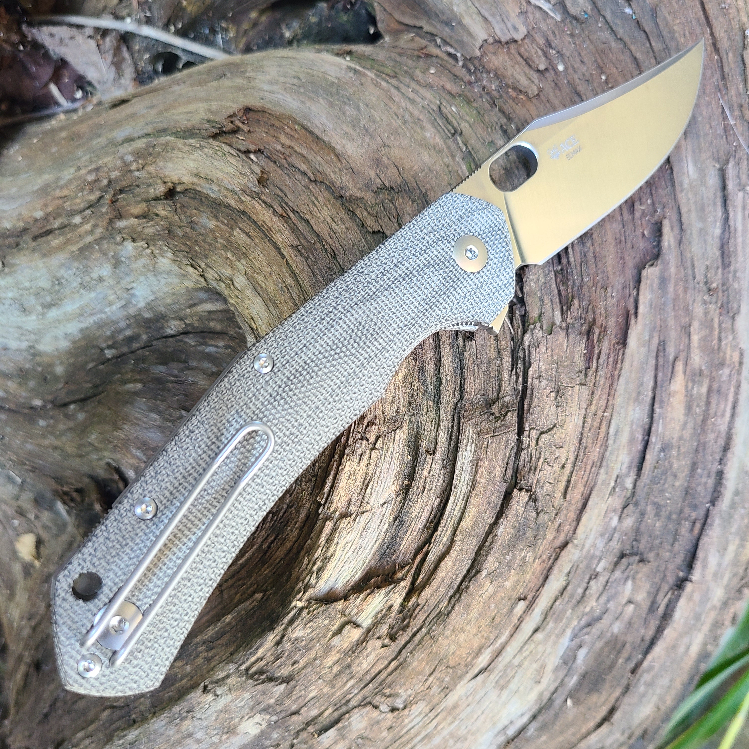 GiantMouse Ace Jutland Green Canvas Micarta Folder