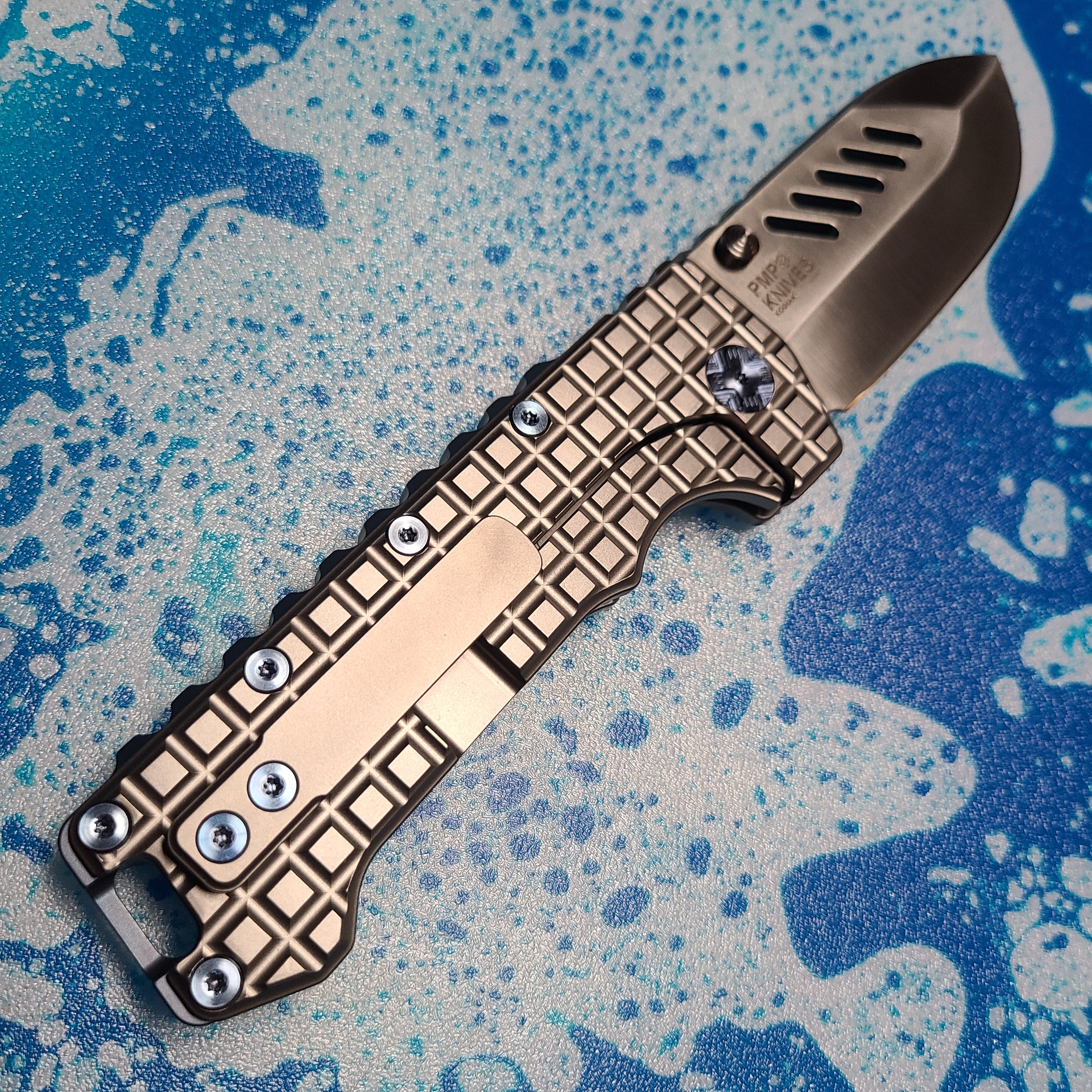 PMP Knives PMP062 Kodiak Grey Titanium M390 Framelock Folder