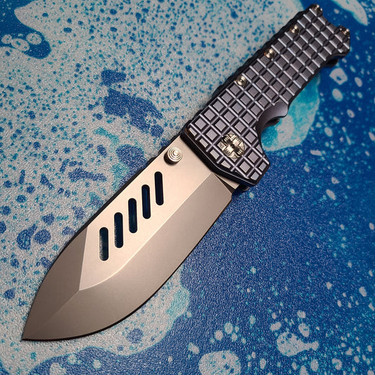 PMP Knives PMP063 Kodiak Blue Titanium M390 Framelock Folder