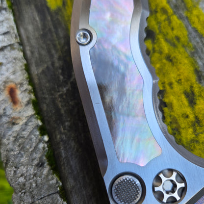 Heretic Knives *CUSTOM* Medusa Blued Damascus Hand Rubbed Titanium Auto