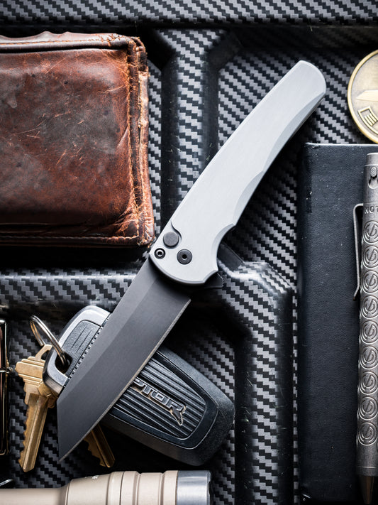 Protech 5403-Grey Malibu Reverse Tanto Magnacut Button Lock Folder