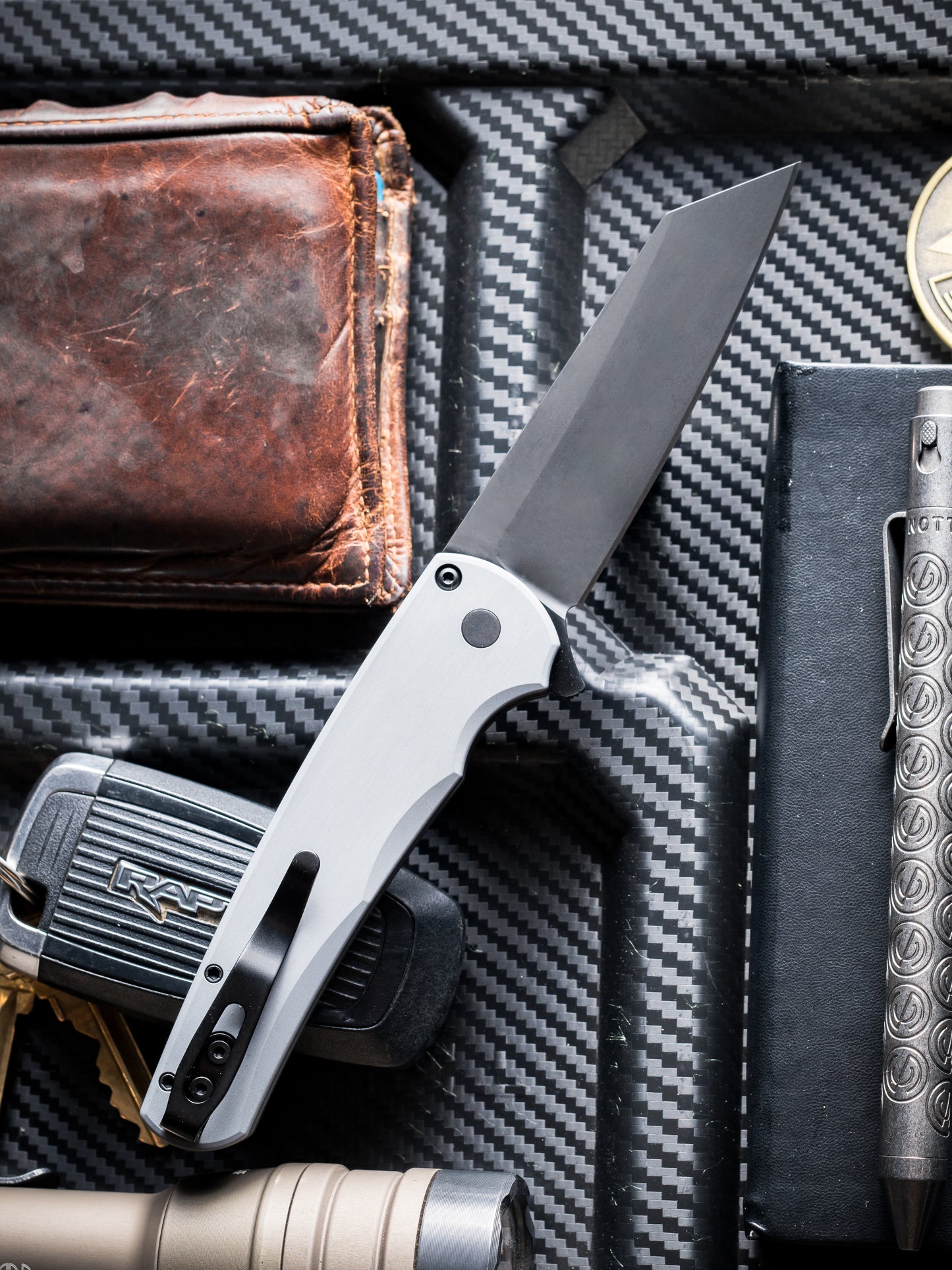 Protech 5403-Grey Malibu Reverse Tanto Magnacut Button Lock Folder