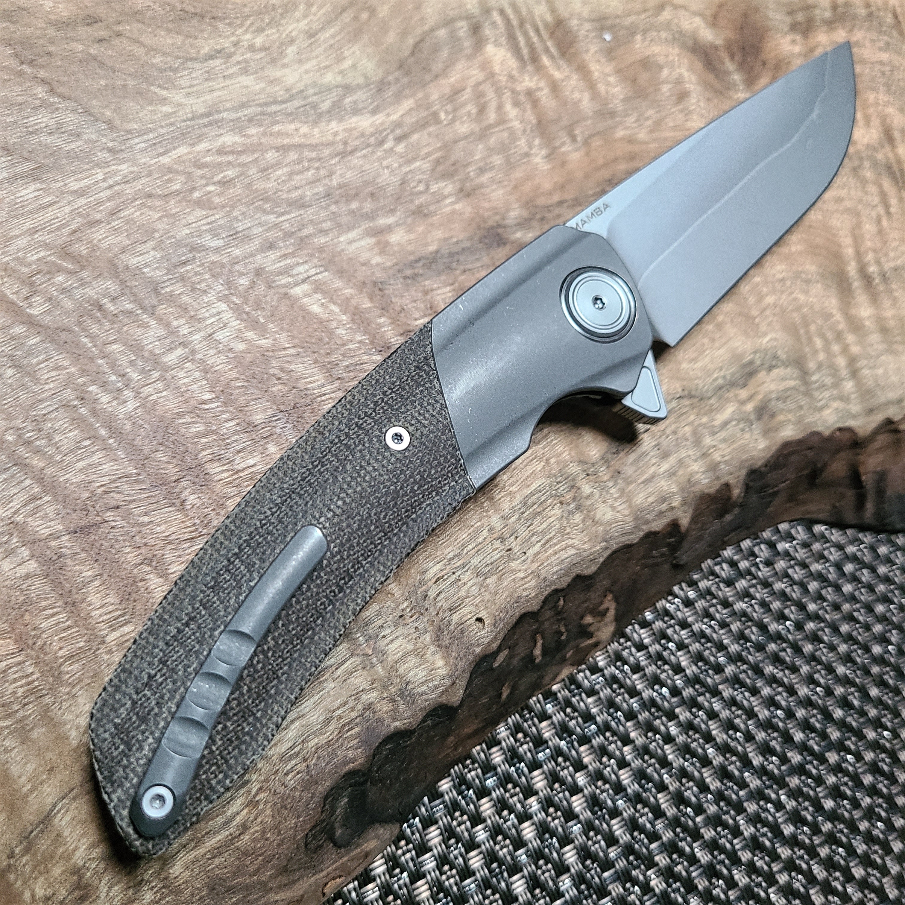 Maxace M16G Mamba Titanium/Brown Micarta SLD Magic Folder