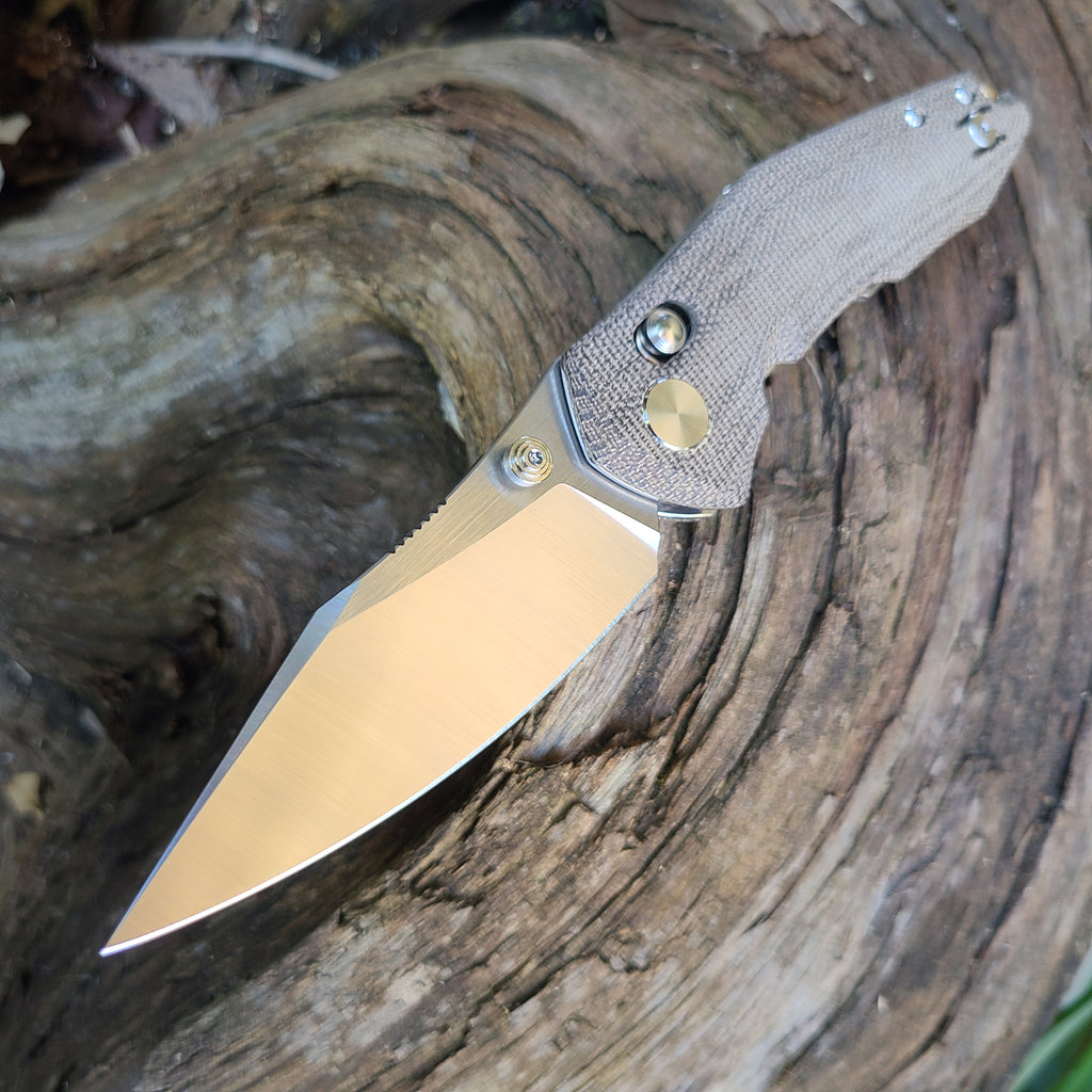 GiantMouse Ace Nazca Green Canvas Micarta M390 Folder