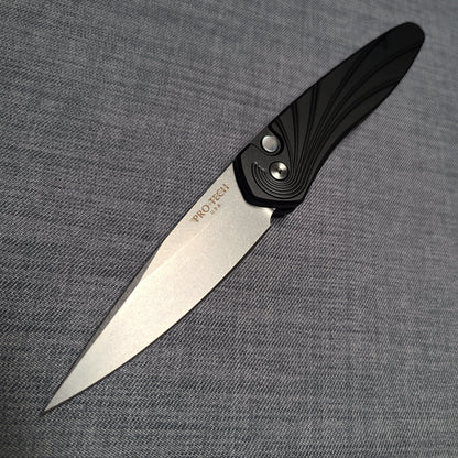 Protech 3436 Newport Black Wave Pattern S35VN Stonewash Auto