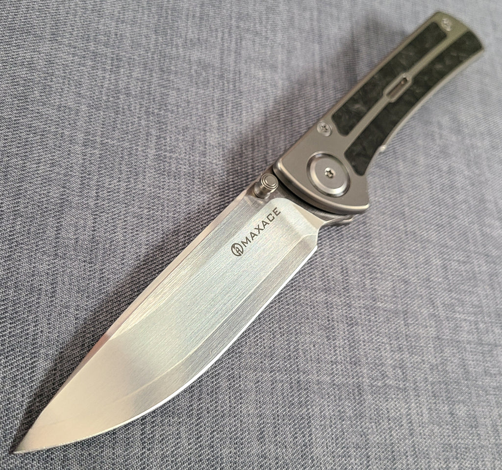 Maxace M01A Peregrine ZDP-189 Titanium Copper Carbon Fiber Framelock Flipper