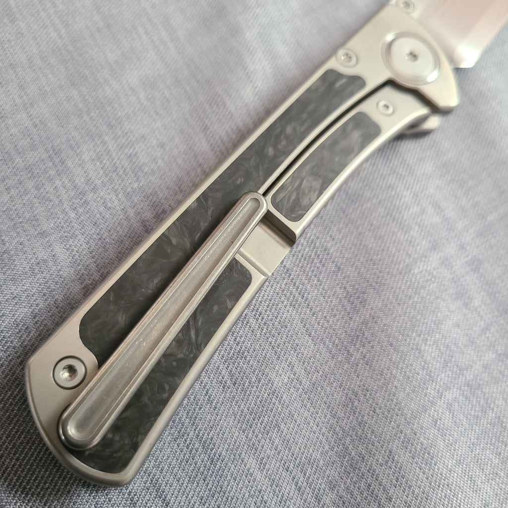 Maxace M01A Peregrine ZDP-189 Titanium Copper Carbon Fiber Framelock Flipper