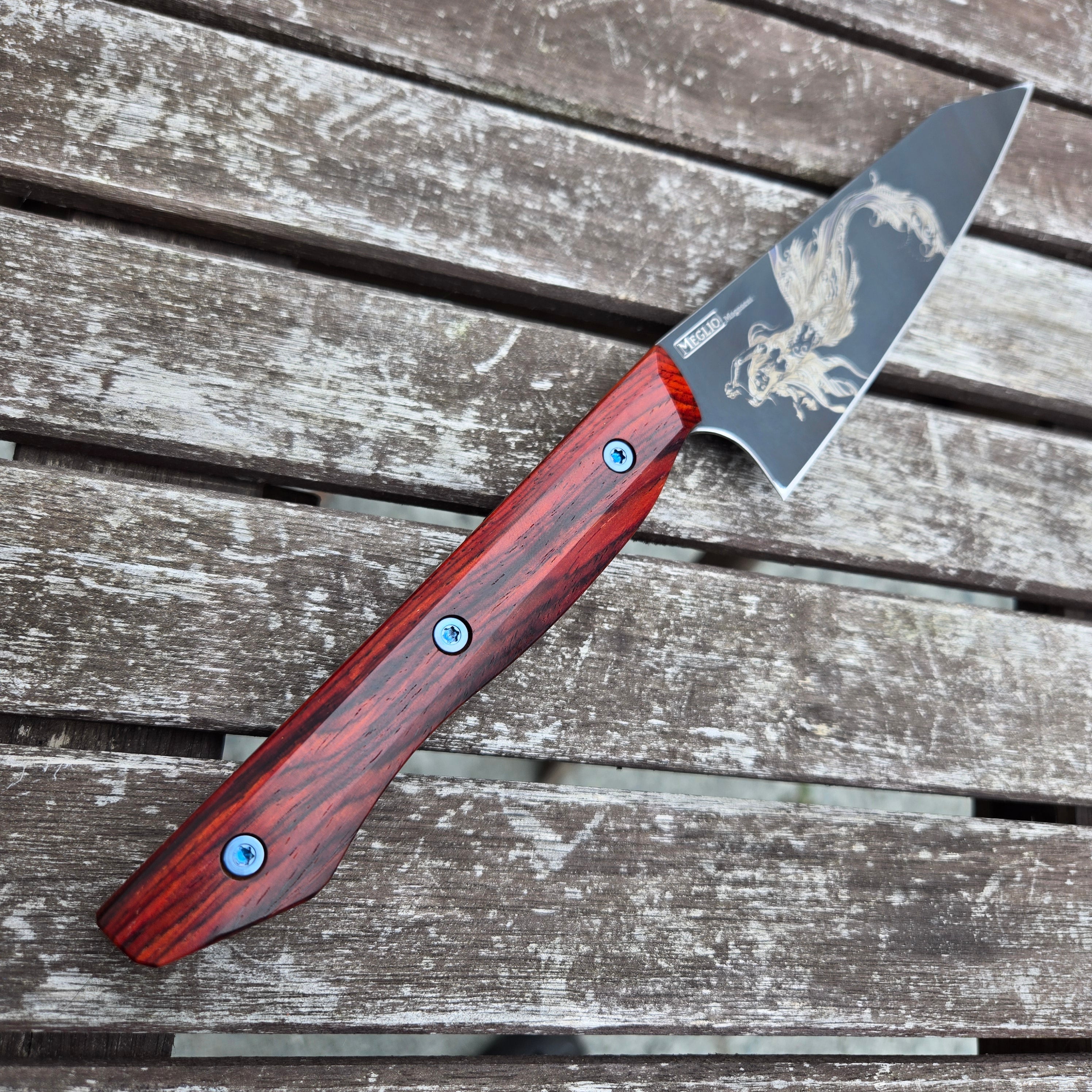 Meglio Knives 5.25" Semi Custom Cocobola/Calypso DLC Paring Knife