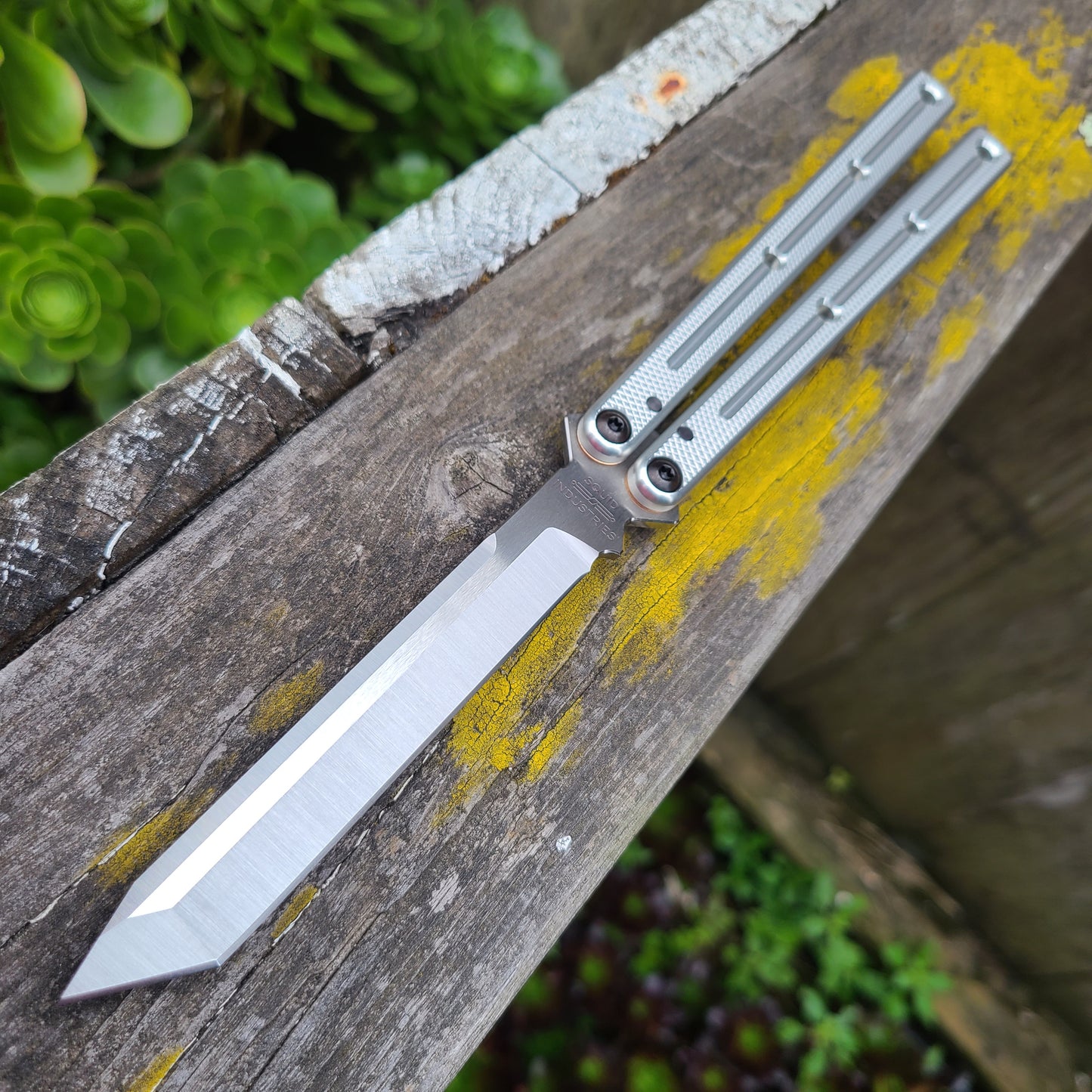 Squid Industries Krake Raken V3 Silver Tanto Balisong