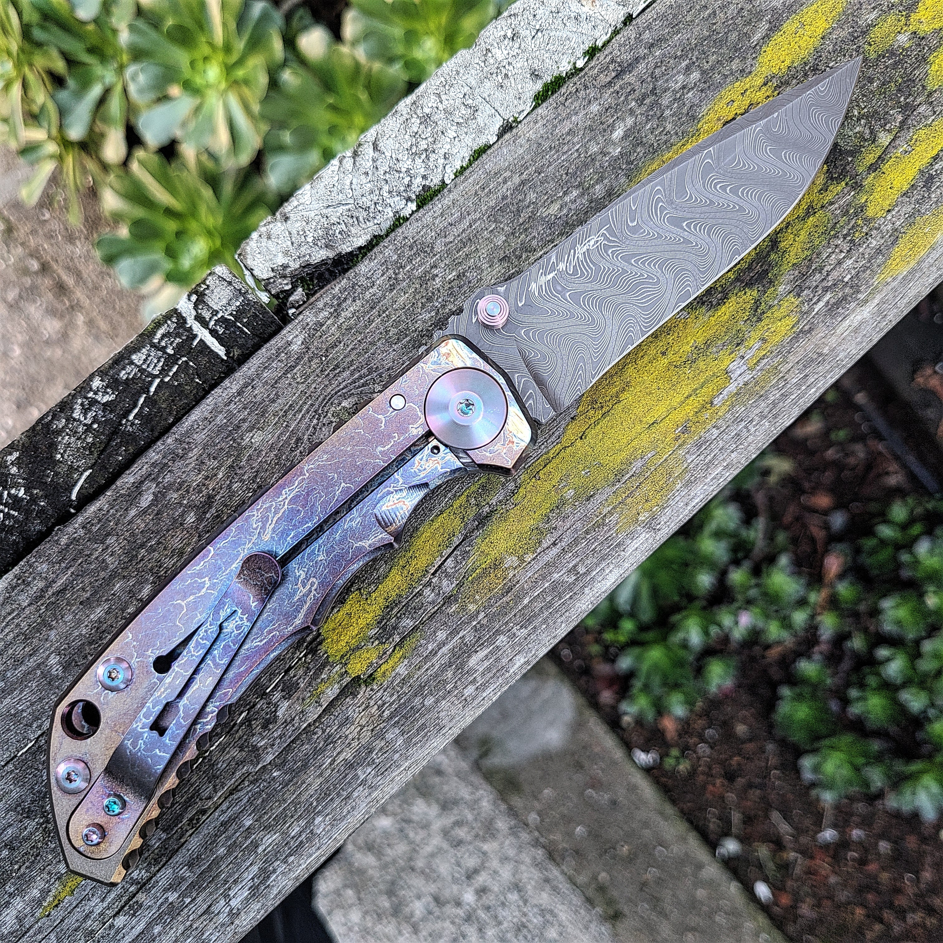 Spartan Blades Custom Harsey Purple Storm Watch Chad Nichols Damascus Folder