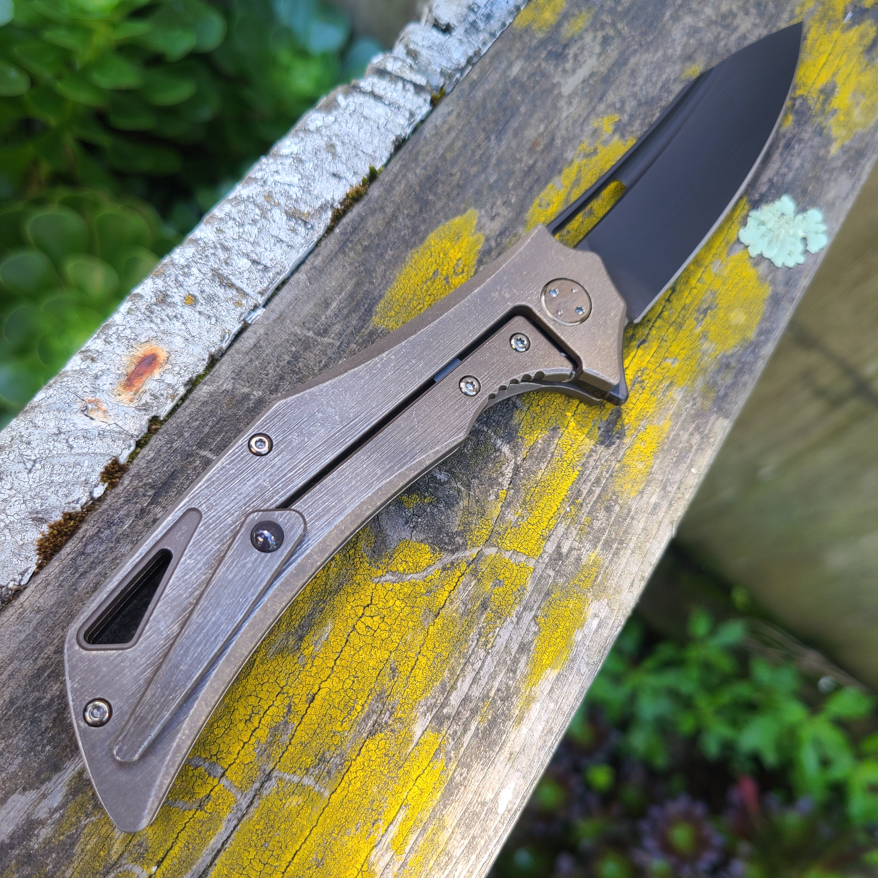 Olamic Cutlery Swish Bronze Titanium Elmax Folder *LNIB*