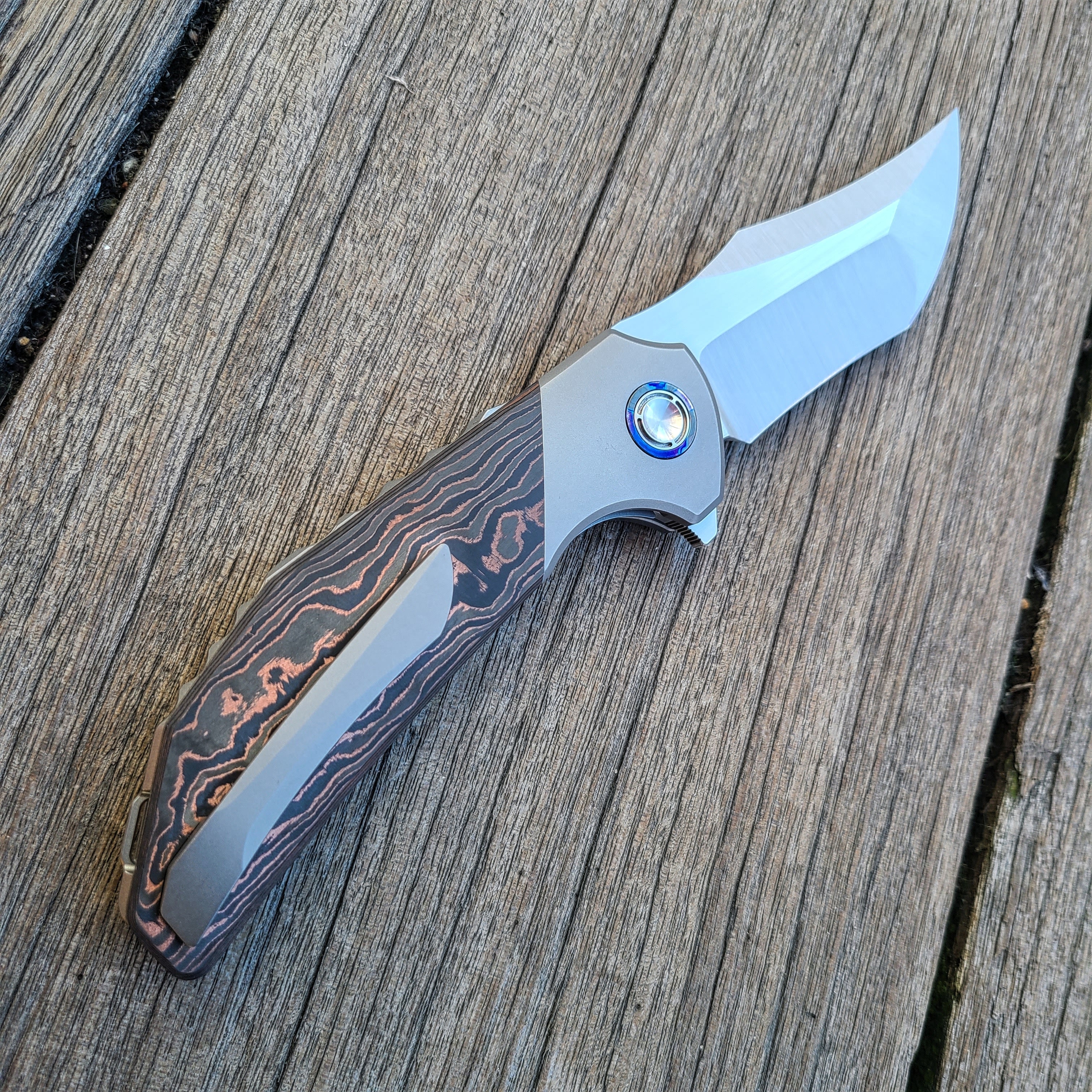 Reate TIGER Hidden Hardware *Fat Carbon Copper Camo* M390 Folder