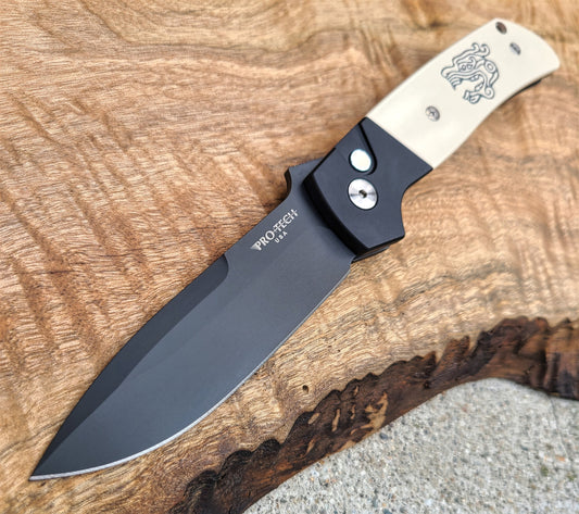 Protech BT2752 Terzuola Tuxedo ATCF Blk Magnacut Auto *CUSTOM SCRIMSHAW*