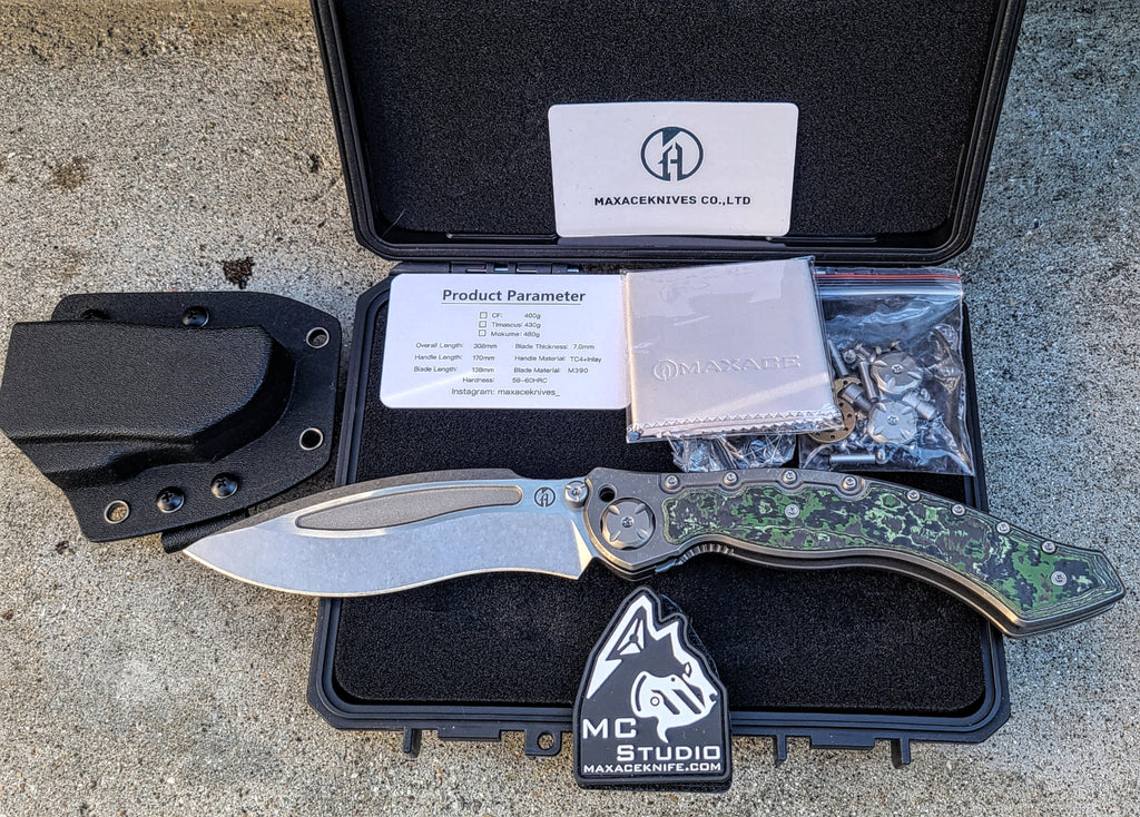 Maxace M04C Vortex Green Quartz Carbon Fiber Folder