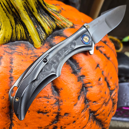 We Knife WE24054-2 Tighe Down Titanium Rose Carbon Fiber Inlay CF M390 Flipper Button Lock Folder