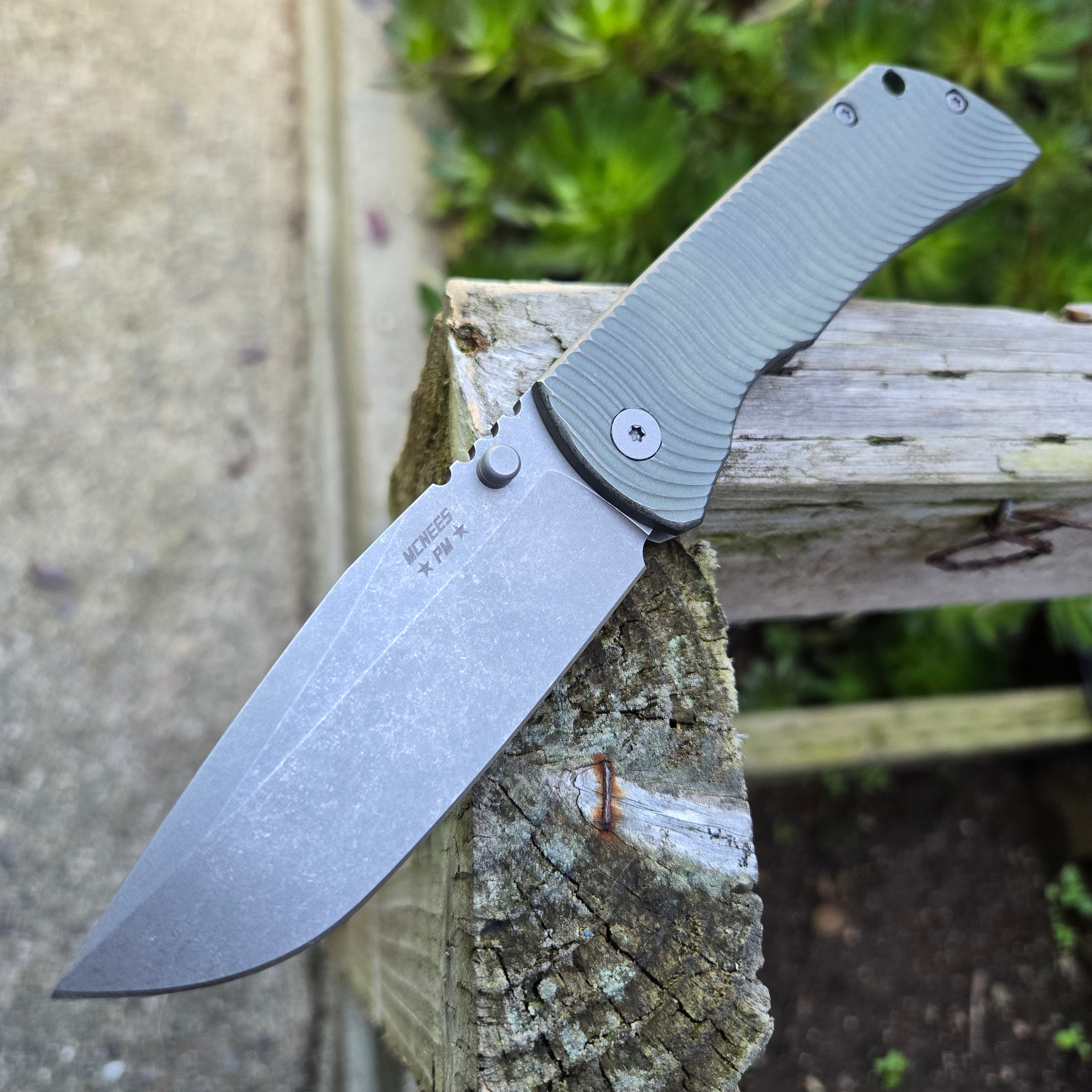 McNees Knives Mac 2 Titanium Atomic Green Swerve Gen 2 Stonewash Magnacut Folder