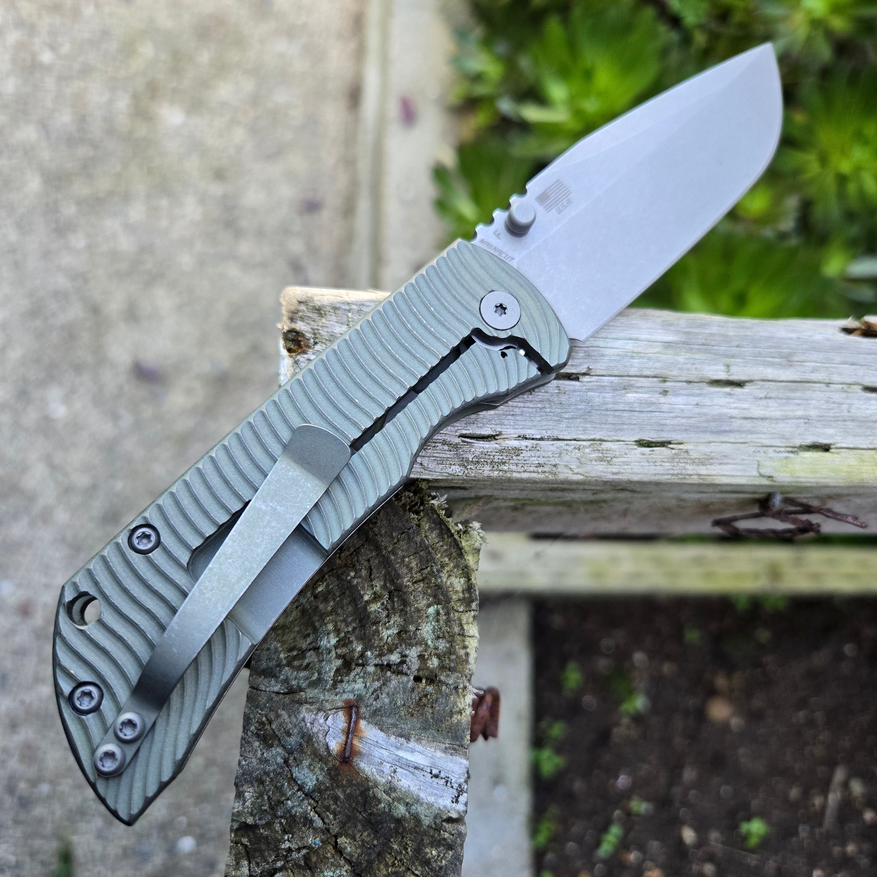 McNees Knives Mac 2 Titanium Atomic Green Swerve Gen 2 Stonewash Magnacut Folder