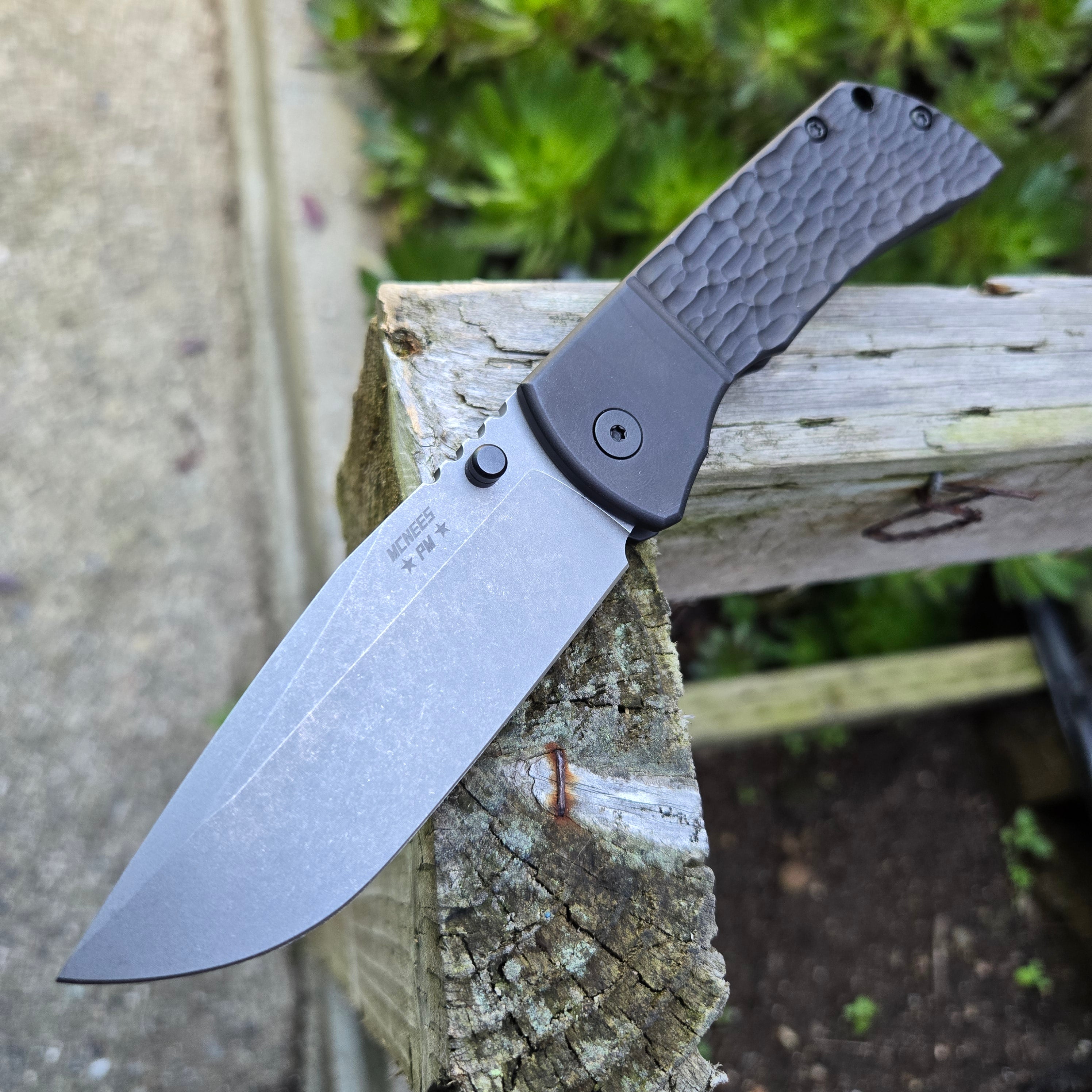McNees Knives Mac 2 Titanium Blackout Jigged Bolster Gen 2 Stonewash Magnacut Folder