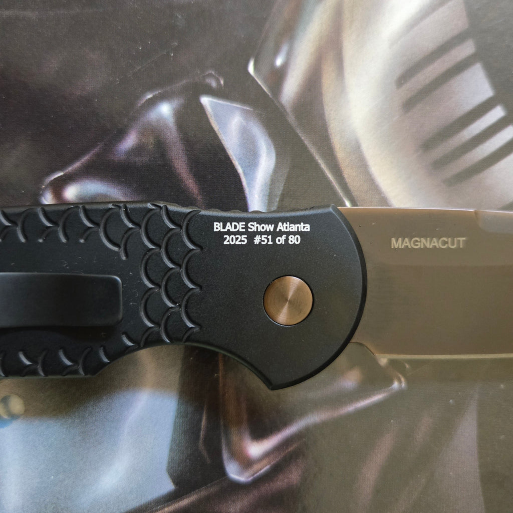 Protech 2025 Blade Show Atlanta TR-3 Black Fishscale Antique PVD Magnacut Auto *LIMITED EDITION*