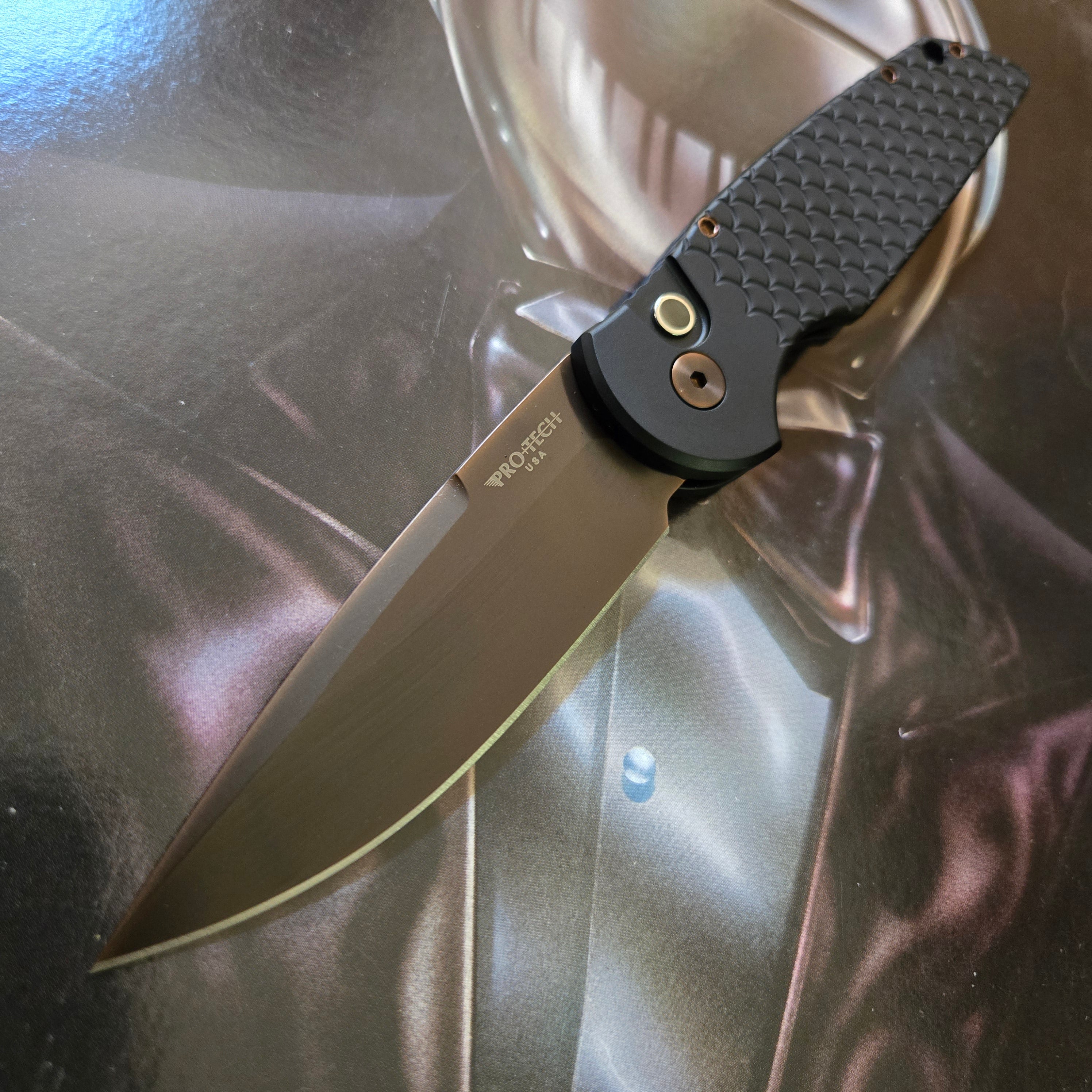Protech 2025 Blade Show Atlanta TR-3 Black Fishscale Antique PVD Magnacut Auto *LIMITED EDITION*