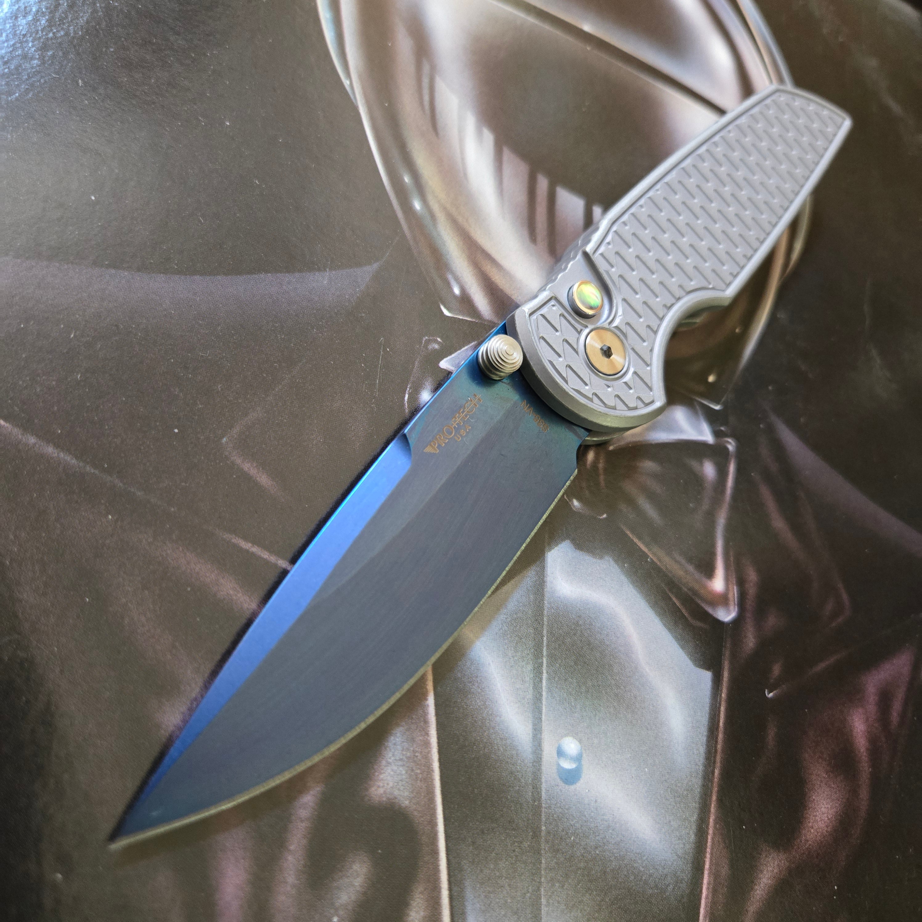Protech 2025 Blade Show Atlanta TR-3 Integrity Battleworn Grey Aluminum Sapphire Blue S35VN Folder *LIMITED EDITION*
