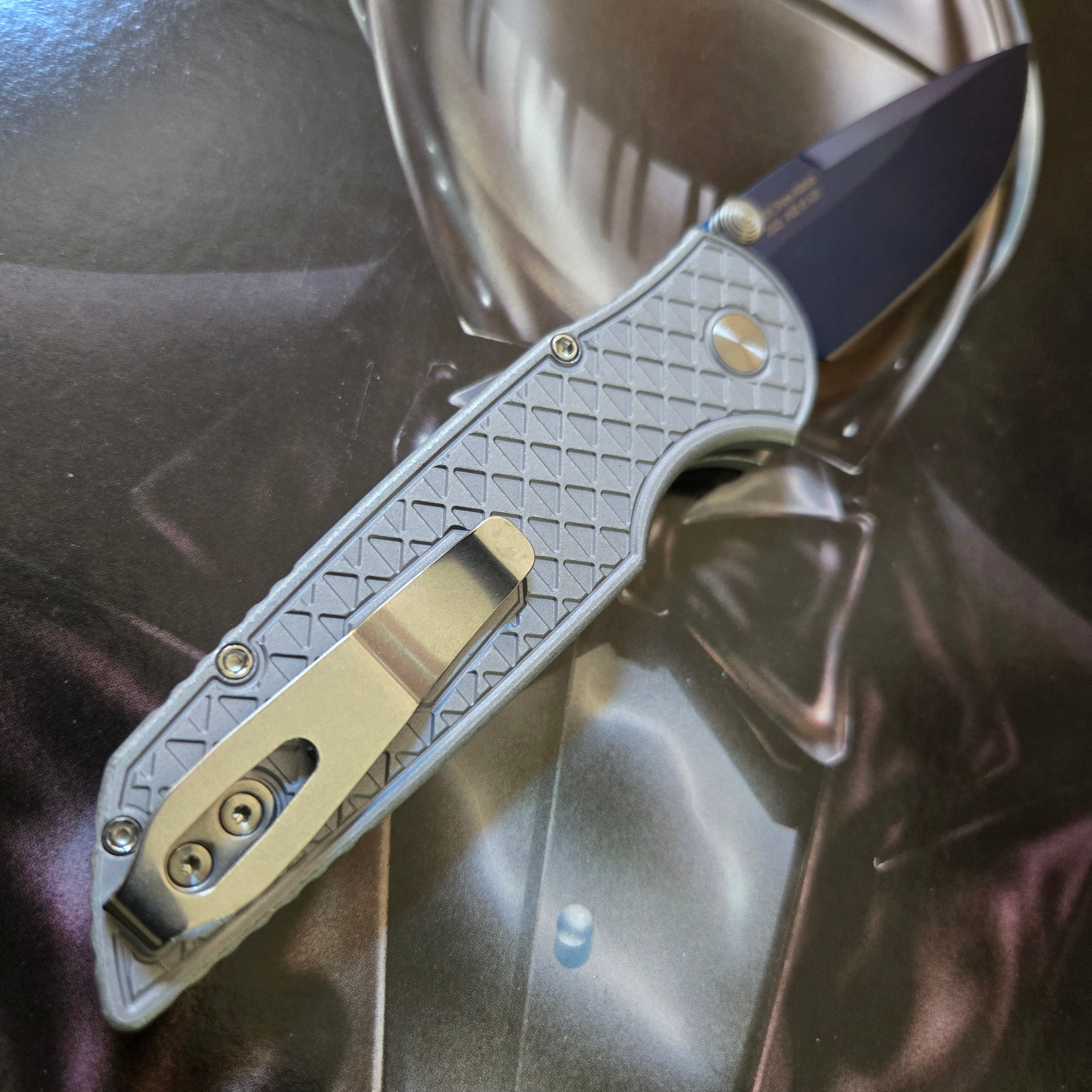 Protech 2025 Blade Show Atlanta TR-3 Integrity Battleworn Grey Aluminum Sapphire Blue S35VN Folder *LIMITED EDITION*