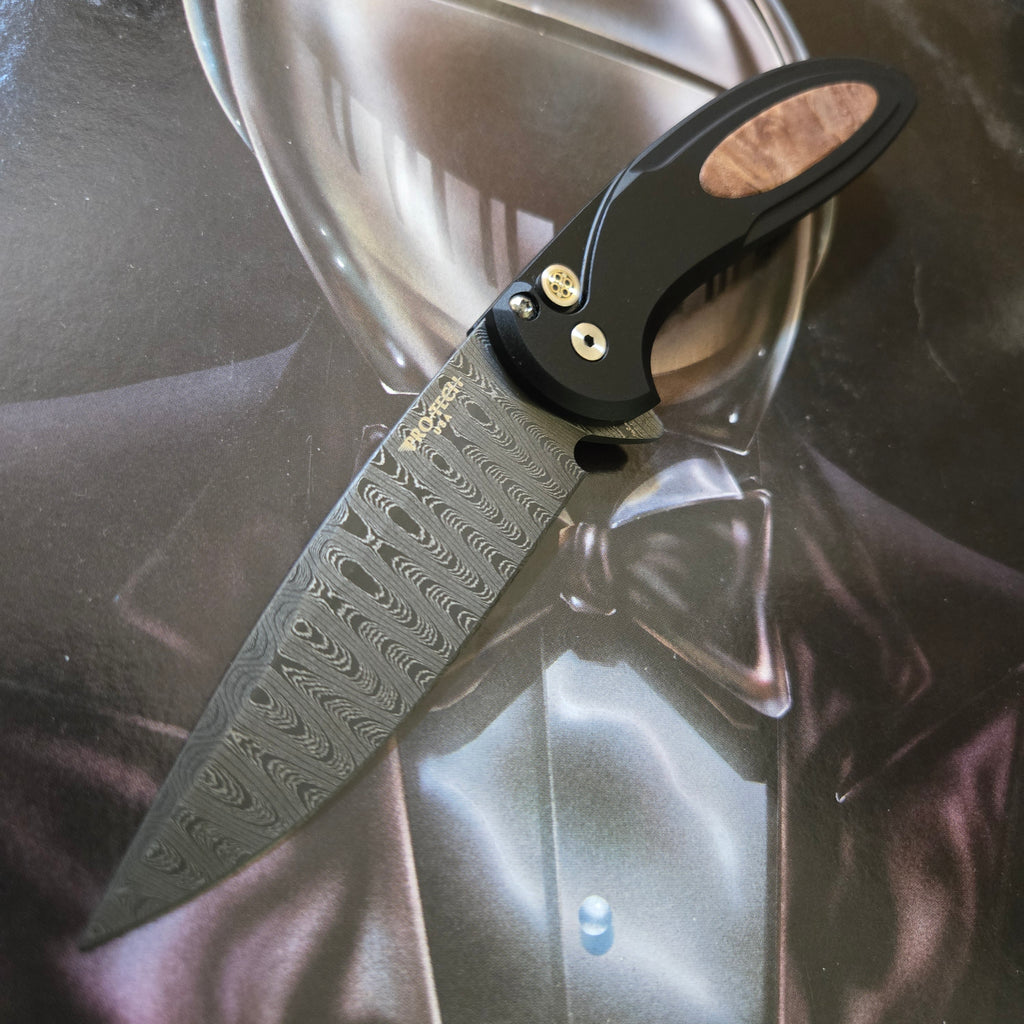 Protech 2025 Custom 005 Cambria Black 6061 Maple Burl Chad Nichols Flipper *LIMITED EDITION*