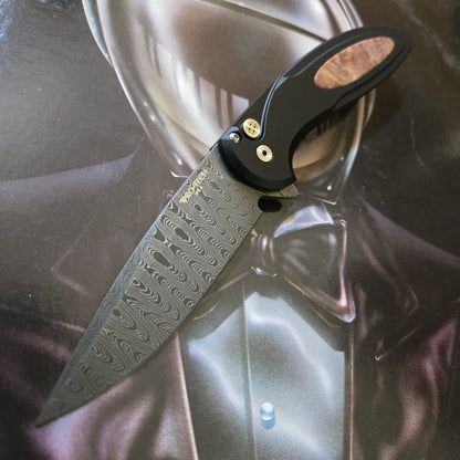 Protech 2025 Custom 005 Cambria Black 6061 Maple Burl Chad Nichols Flipper *LIMITED EDITION*