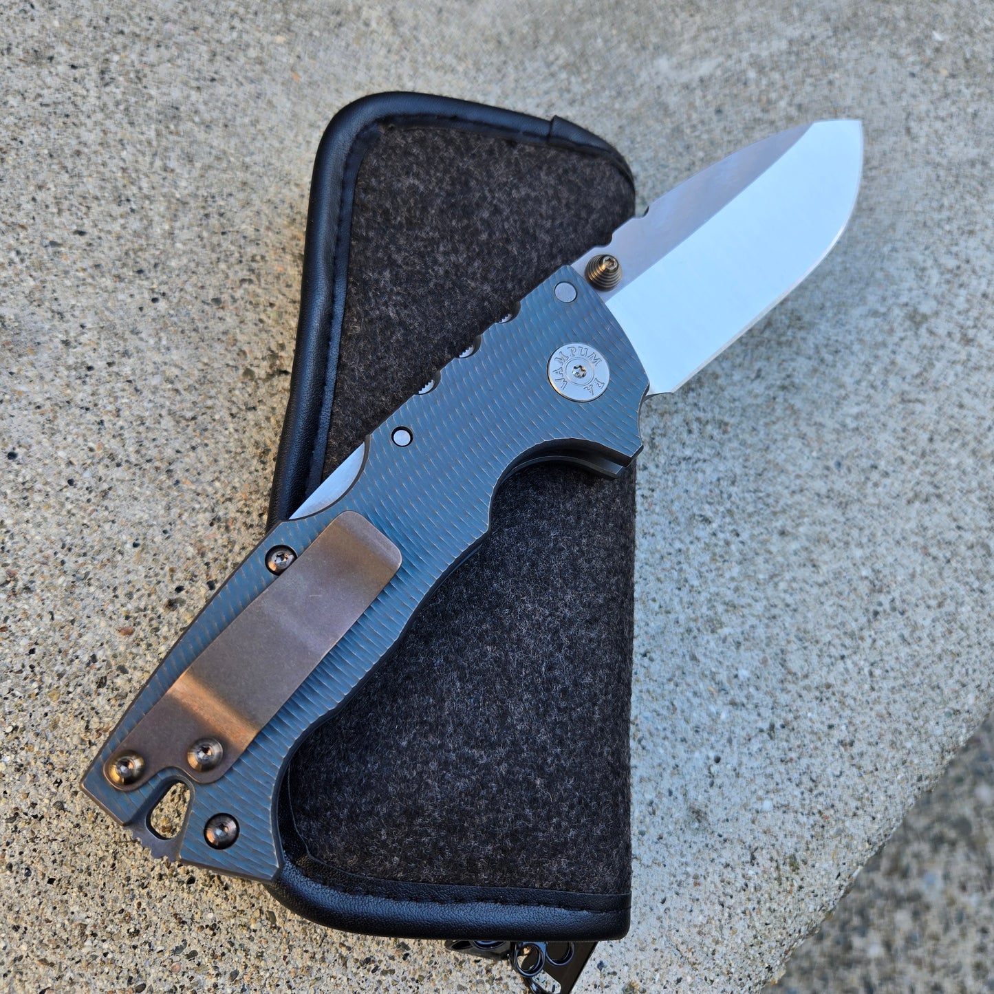 Demko Knives AD-10M Blue Anodized Titanium Hand Ground Folder -CUSTOM- *ONLY 5 MADE*