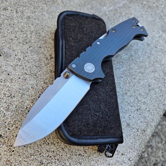 Demko Knives AD-10M Blue Anodized Titanium Hand Ground Folder -CUSTOM- *ONLY 5 MADE*