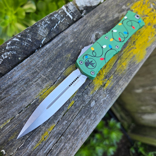 Microtech 1702M-10 GRCMAS Hera II Mini D/E Christmas Green Stonewash OTF