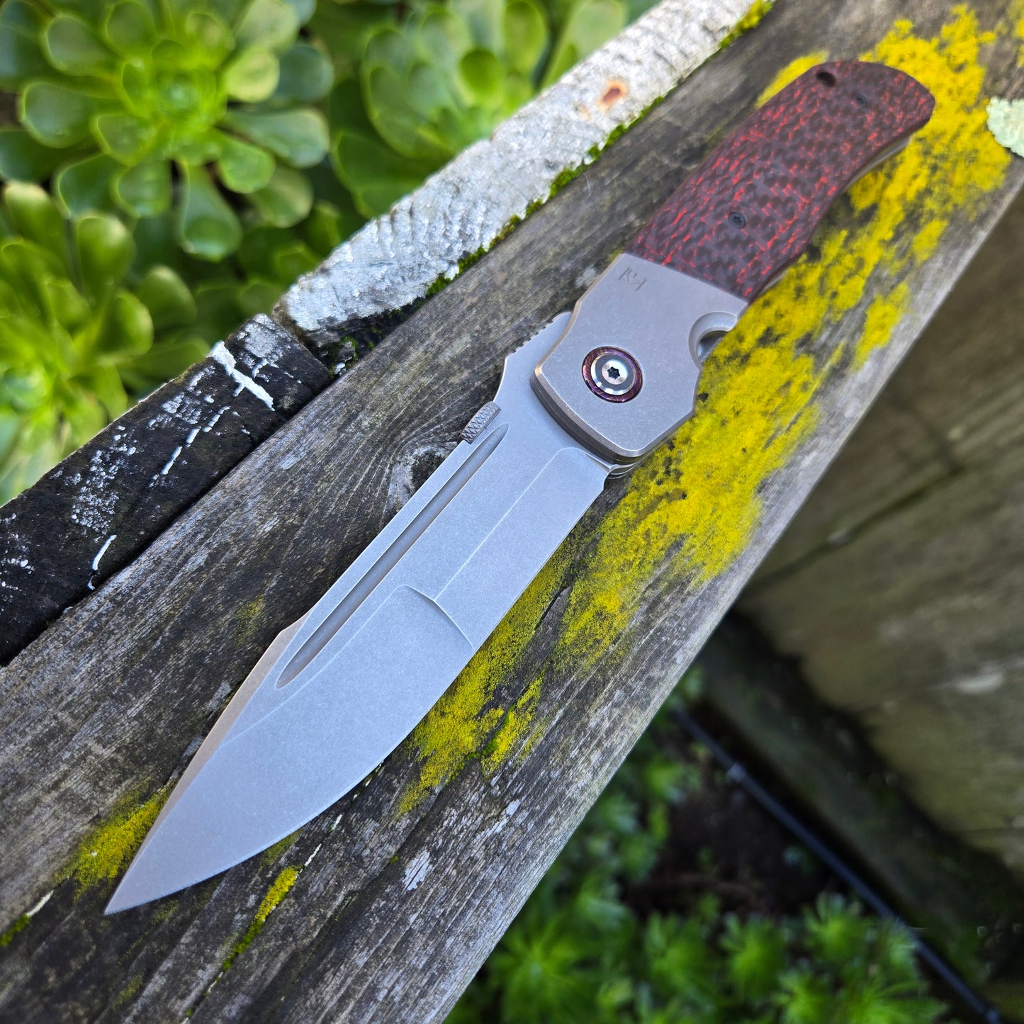 Custom Knife Factory Eagle Rock Terzuola S90V Red Carbon Fiber Folder