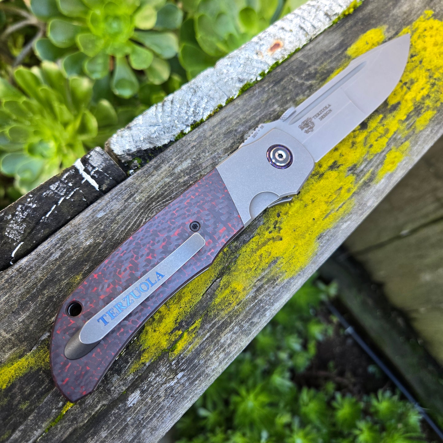 Custom Knife Factory Eagle Rock Terzuola S90V Red Carbon Fiber Folder