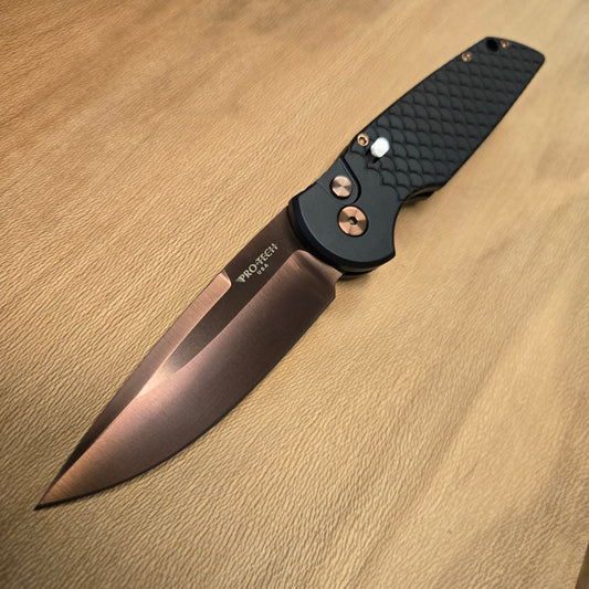 Protech TR-3 Black Fish Scale Copper Rose PVD 154cm Auto *Blade Texas 2026 Exclusive*