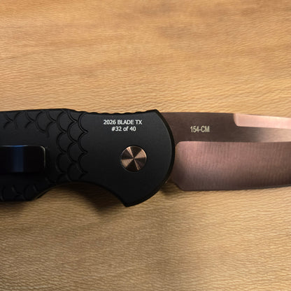 Protech TR-3 Black Fish Scale Copper Rose PVD 154cm Auto *Blade Texas 2026 Exclusive*