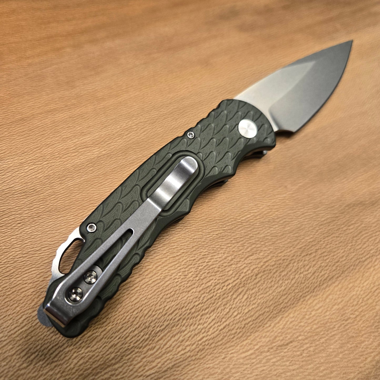 Protech TR-5 Feathered Green Stonewash S35VN Auto *Blade Show Texas 26 Exclusive PROTOTYPE*